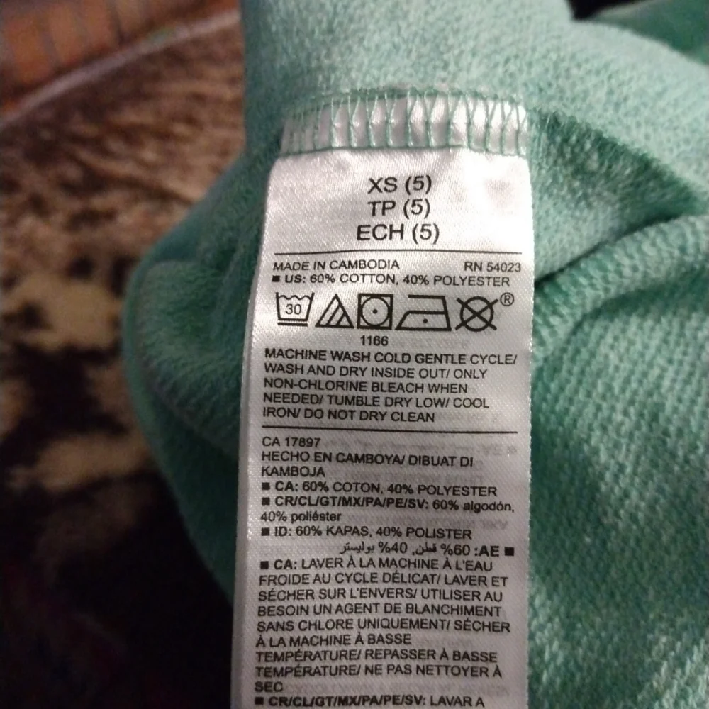 Old Navy Girl's Mint Green Cropped Butterfly Hooded Sweatshirt Sized XS 5